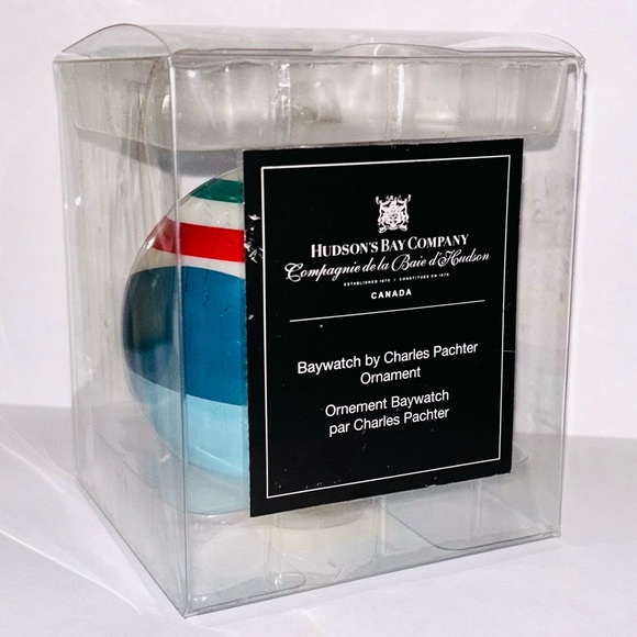 Hudson’s Bay Stripes Christmas Moose Ornament Charles Pachter Baywatch Tree Ball - Picture 3 of 4